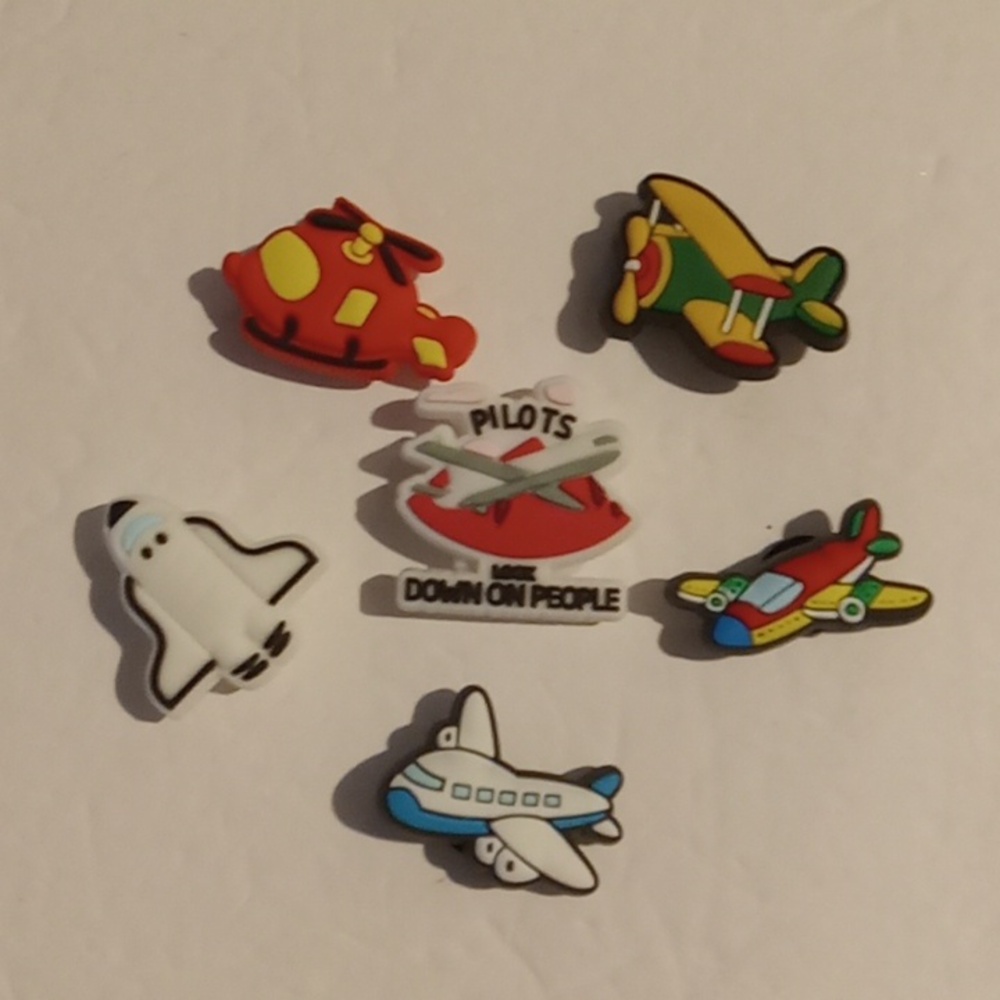 Aviation Themed Kids Croc Charms Set of 6 Whimsical Jibbet
